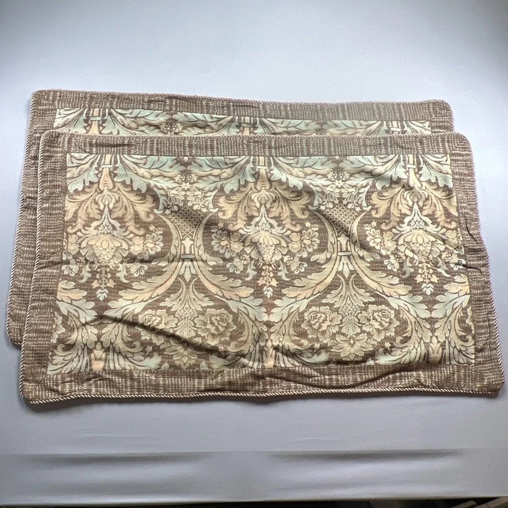 Set Of 5 Noble Excellence King Pillow Shams Multi Damask Tapestry Rolled Cord